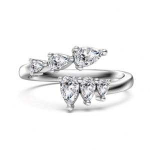 Dylam Fashion Design Fine Jewelry <b>Ring</b> Women S925 Silver Waterdrop Shape 5A Zirconia Stones Open Adjustable <b>Resizable</b> <b>Rings</b> - Product Image 1