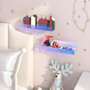 Étagère murale moderne au design simple en acrylique, métal et fer pour le rangement de bijoux, livres, cosmétiques, parfums et jouets, installation murale facile - Product Image 6