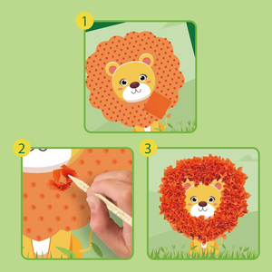Kit de loisirs créatifs éducatif tout-en-un pour enfants, thème <span class=keywords><strong>animaux</strong></span> de la jungle, avec motifs de lions à réaliser soi-même - Product Image 4