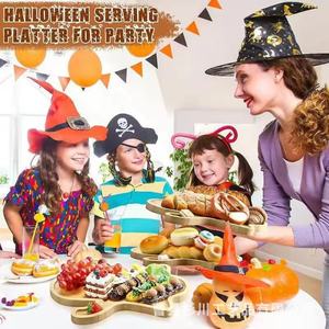 Bandeja de madera con diseño de fantasma para Halloween, plato decorativo de 30x25cm para servir aperitivos, frutas y pan en fiestas - Product Image 3
