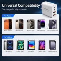 Chargeur Mural USB-C Rapide 40W 4 Ports PD/QC 3.0 Adaptateur 110V pour iPhone 17/16/15/14/13/12 Pro Max & iPad Galaxy S25 Lot de 2