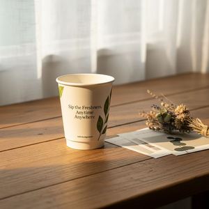 แก้วกาแฟกระดาษแบบใช้แล้วทิ้ง ขนาด 8 ออนซ์ ผนังเดี่ยว กันน้ำ ย่อยสลายได้ ปลอดภัยสำหรับอาหาร พร้อมฝา PP ขายส่ง - Product Image 1
