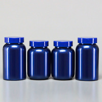 Bouteille en plastique PET recyclée écologique bleue de 300 ml pour pilules, comprimés et capsules