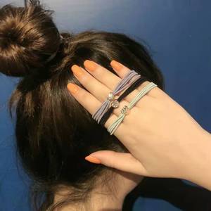Korean Style Rhinestone Multi Strand Hair Tie Fabric <b>Braided</b> Casual Headdress <b>Accessory</b> Random Color Mixing - Product Image 2