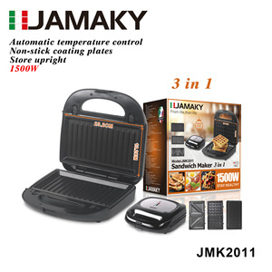เครื่องทำแซนวิช JAMAKY 3 in 1 กำลังไฟ 1500 วัตต์ แผ่นเคลือบกันติด เครื่องทำอาหารเช้าไฟฟ้า รุ่น JMK2011 - Product Image 1