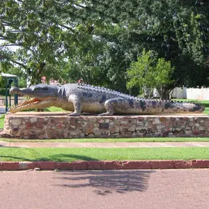 حديقة الزخرفية واقعية الحياة حجم تمثال برونزي التمساح المعادن الصب التمساح النحت