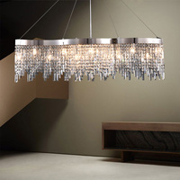 ENSEMBLE Hôtel Villa Restaurant Décoratif Suspension Lumière Chrome Finition K9 Cristal Perles Lustres pour Table À Manger