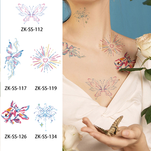 Nouveaux autocollants de <span class=keywords><strong>tatouage</strong></span> temporaires colorés pour filles, motifs feux d'artifice, <span class=keywords><strong>chat</strong></span>, papillon, pour les bras et les doigts - Product Image 2