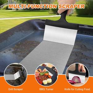 Griddle Scraper Stainless Steel Flat Top Grill Scraper with 5" Handle Sturdy Food Scraper Tool Kitchen for Blackstone Grill - Product Image 2
