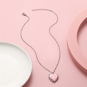 Accesorios de Joyería Personalizados para Niños, Nuevo Collar con Colgante de Marco de Fotos en Forma de Corazón Rosa, Lindo y a la Moda, para Niños - Product Image 2