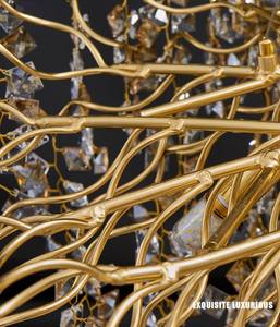 Lámpara colgante de luz de cristal con cubo cuadrado dorado moderno de altura ajustable, candelabro de lujo para decoración de restaurante y sala de estar de Hotel - Product Image 6