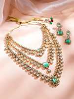 Parure de collier plaqué or 14 carats vert pastel et multi-couches AAA, idéale pour mariages, fiançailles et usage quotidien, fabriquée à la main, produit en gros