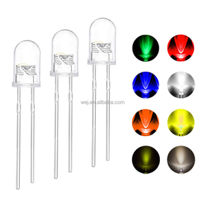 Lampe LED DIP monocouleur 5 mm avec lentille transparente/diffuseuse rouge/bleue/verte/<span class=keywords><strong>orange</strong></span>/jaune/UV, certifiée ROHS et Reach, dimmable - Product Image 1