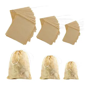 Sachets de thé en papier, biodégradables, de qualité alimentaire, avec filtre, couleur naturelle, 100 unités