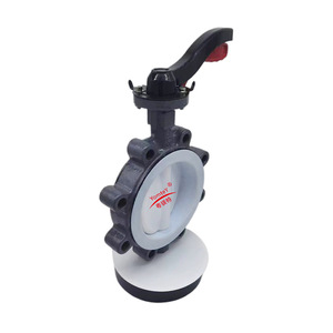 YomteY Lined <b>PTFE</b> Butterfly Valve Ductile Iron Wafer Type Manual Soft Seal Room Temperature Weak Acid Base Media - Product Image 3