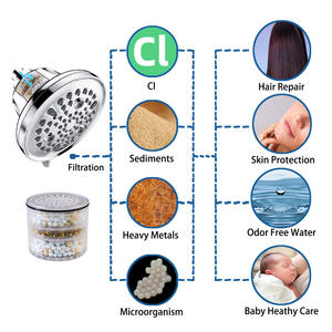 Cabezal de Ducha con Filtro SH7732CP Cromado, Descloración con Cartucho, Rociador Superior, Masaje, Ajustable, Efecto Lluvia - Product Image 1