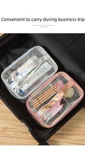 PVC Transparent Double-layer Portable Make up Bag Large Capacity Waterproof Wash Cosmetic Bag Travel Makeup Bag for Ladies - Product Image 4