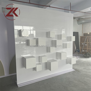 ZKAI Offre Spéciale : Mur d'acrylique blanc carré pour mariage, présentoir à <span class=keywords><strong>champagne</strong></span> pour décoration de fête - Product Image 6