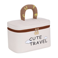 Sac de toilette matelassé pour fille en polyester, tendance, dessin animé, couleur contrastée, poignée souple, grand format, logo personnalisé, pochette portable avec fermeture éclair