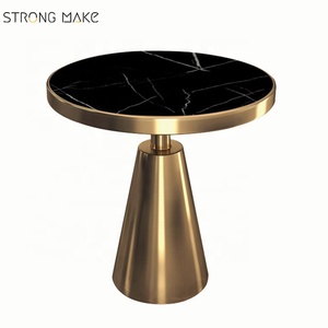Mediados de siglo industrial de mármol de lujo espejo superior de oro de metal sofá <span class=keywords><strong>mesa</strong></span> <span class=keywords><strong>lateral</strong></span> moderno - Product Image 6