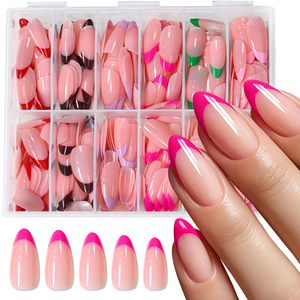 288 <span class=keywords><strong>Uñas</strong></span> Postizas Fluorescentes con Punta Francesa, <span class=keywords><strong>Color</strong></span> <span class=keywords><strong>Rosa</strong></span> Verde Neón, <span class=keywords><strong>Uñas</strong></span> Postizas Largas Tipo Stiletto, Reutilizables, Brillantes, Acrílicas - Product Image 3