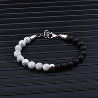 Bracelet en perles de pierre naturelle de haute qualité de 8mm, fermoir en acier inoxydable, Bracelets Design personnalisé, bijoux pour hommes