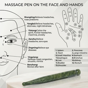 Stylo de massage en jade Xiuyan vert de haute qualité, logo et emballage personnalisés, outil Gua Sha pour spa et vente au détail - Product Image 4