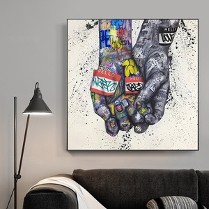 Quadro su Tela Graffiti 'Andiamo Mano nella Mano, Uniamoci' Arte Murale Motivazionale per Decorazione Casa Ufficio - Product Image 1