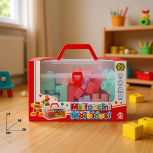 Briques de construction souples 17x16x26 cm pour enfants de 3 ans et plus, ensemble de jouets éducatifs avec étui de transport - Product Image 3