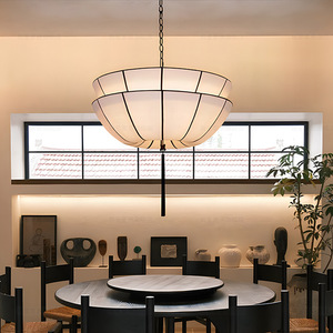 Lampe suspendue de style japonais, ronde, en tissu noir, LED E27, pour restaurant, hôtel, chambre privée, maison d'hôtes - Product Image 5