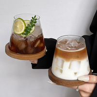 Verre sans pied et sans couvercle en verre soufflé à la main, inspiré d'Instagram, en forme de mont Fuji de style japonais, pour Americano glacé et Latte, usage domestique