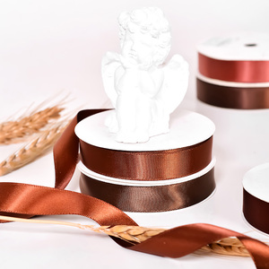 16MM 더블 페이스 새틴 리본 선물 포장 웨딩 장식 다크 다크 브라운 100 야드 롤 - Product Image 2