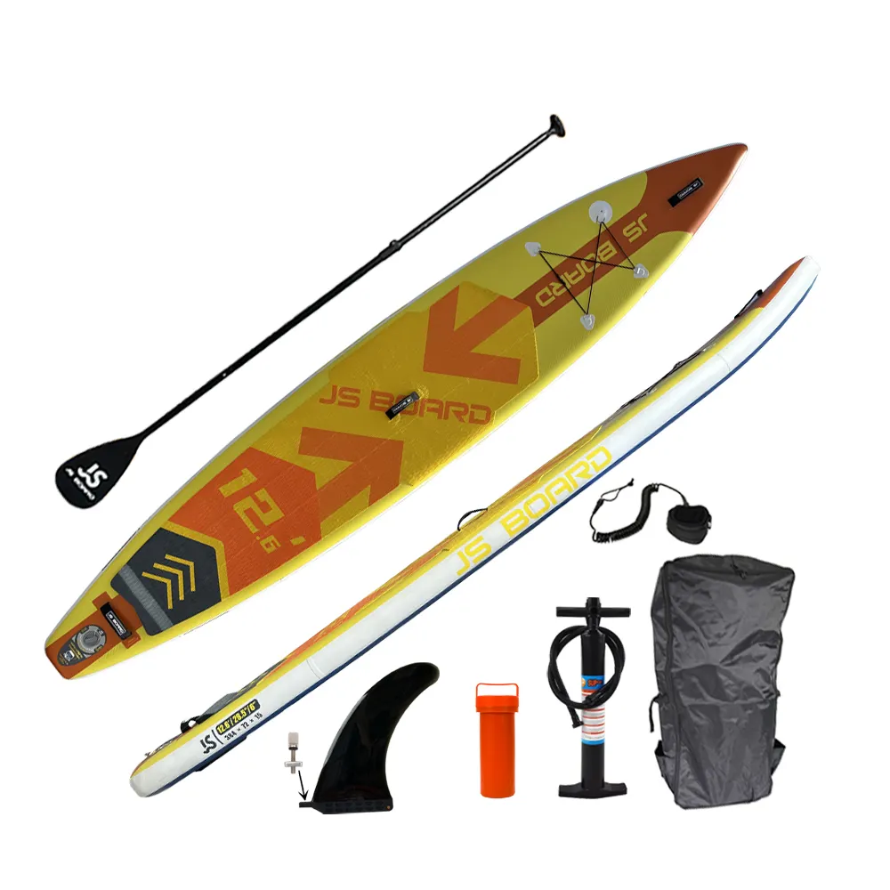 2024 12'6 ''BSCI fabrika özelleştirilmiş Custom Made Surfboard sörf SUP yarış şişme padp Paddleboard aksesuarları ile Sup