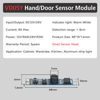 Sensor de Movimiento IR para Puerta DC12V/24V 8A 96W, Lámparas LED con Control de Atenuación, Escaneo de Corta Distancia, Indicador Inteligente Blanco Cálido