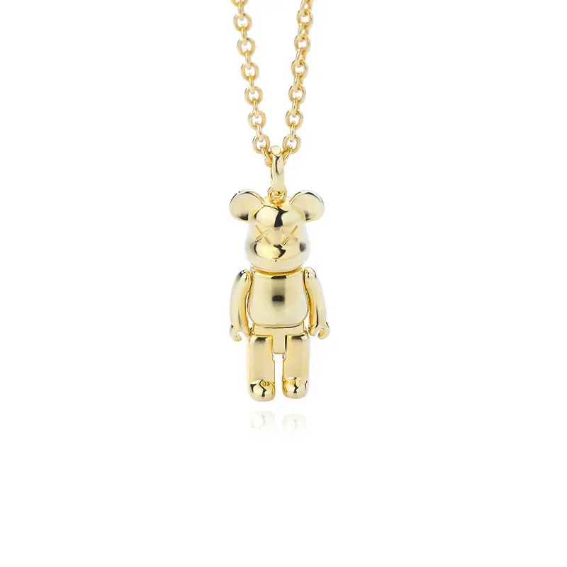 Kalung Liontin Beruang Teddy Gummy Seri Kartun Hewan Lapis Emas Perak Murni 925 Elegan dan Anggun