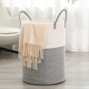 Nordic Style Linen Cotton Laundry Basket Round Foldable <b>Large</b> Capacity Household Storage <b>Bin</b> For Clothes Toys - Product Image 3