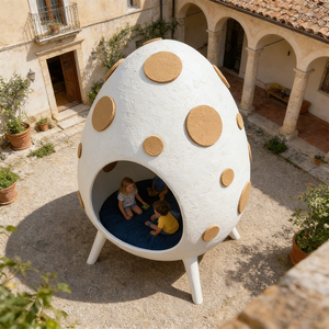 Poltrona a Uovo Personalizzata Creativa in Fibra di Vetro Plastica Sedia a Forma di Uovo Cava per Parco Giochi Bambini Scuola Montessori - Product Image 5