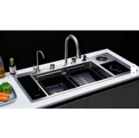 Évier de cuisine intelligent Samtou Edition avec affichage numérique LED, multifonction, moderne, en acier inoxydable, avec cascade