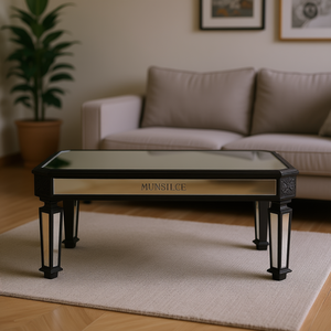 Tavolino rettangolare in legno intagliato Vintage moderno con finitura a specchio in argento 24 \ "D X 48 \" W X 18 \ "H per l'ufficio soggiorno - Product Image 2