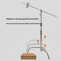 LCS-S50 Magic Leg C-stand Crossbar Photography Top Fill-light Telescoping Boom Stainless Steel 10kg+ Load Capacity