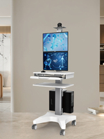 Chariot mobile réglable en hauteur chariot d'ordinateur médical chariot médical de levage avec 2 supports de moniteur laboratoire d'école de bureau