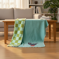 Couverture en tricot imprimée double face, couleur unie, luxe léger, pour canapé, bureau, sieste, châle de repos, printemps, vente en gros