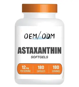Private Label Eye Care Astaxanthin Health Supplement Astaxanthin Capsule Natural 12mg 180 Softgels Herbal Sports Supplements