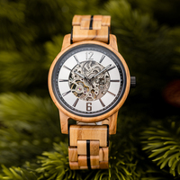 Luxuriöse Unisex-Holzuhr mit Individuellem Logo, Chronograph, Automatikwerk, 3BAR Wasserdicht, Business-Sport-Zifferblatt mit Datum und Wochentag