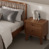Only B2B Boori Table de nuit élégante Meubles de chambre à coucher Petit coin en bois naturel Table de chevet à 2 tiroirs