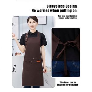 Vente flash : Tablier de serveur personnalisé, tablier en toile imperméable, tablier de cuisine pour restaurant, vêtements de travail unisexes avec logo personnalisé - Product Image 6