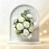 Rose artificielle blanche avec verdure, fleur artificielle populaire, centre de table, arrangement pour mariage et décoration extérieure