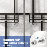 Étagère de Douche Suspendue à Quatre Paniers en Métal Antirouille, Support de Rangement pour Pommeau de Douche Sans Perçage avec Crochets, Étagère de Salle de Bain Gain de Place