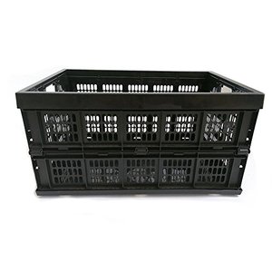 POOLWHALE Collapsible Storage Bin/Container: Grated Wall Utility Basket/Tote,Black (Pack of 1)