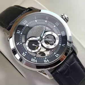 Automatic Skeleton <b>Watches</b> for Men Stainless Steel Case Leather Strap Sport Style Band Automatic Mechanical Men's Business <b>Watch</b> - Product Image 2